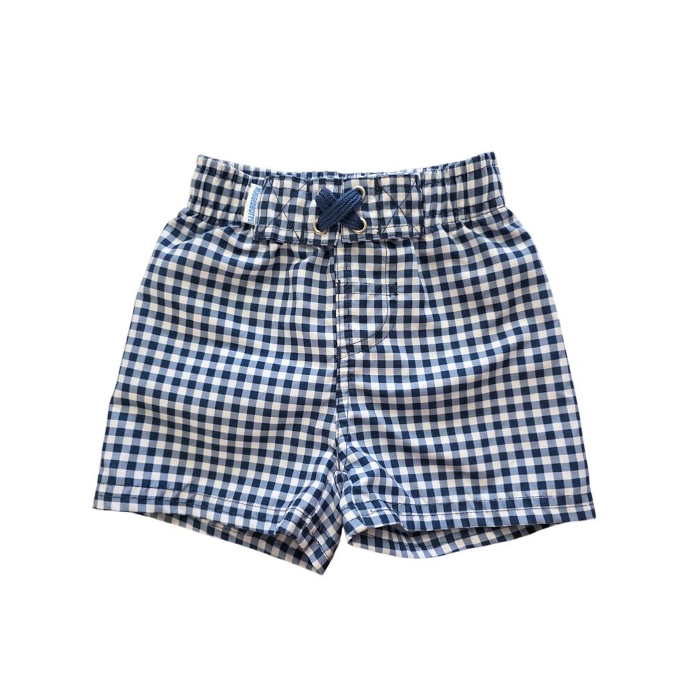Rugged Butts Blue Gingham Swim Trunks Size 6 - 12 Months